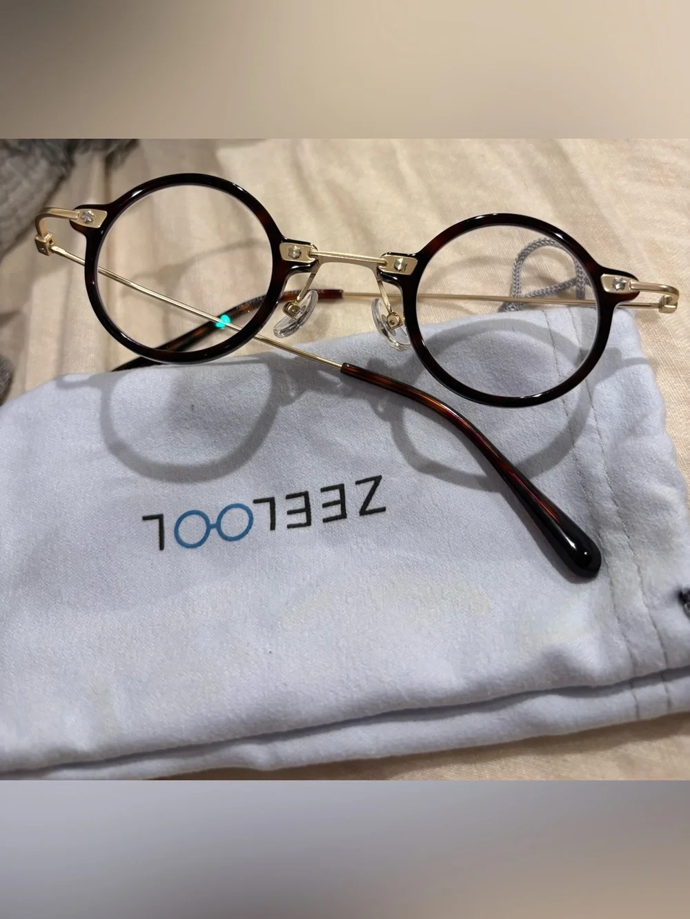 ZEELOOL Round Tortoise Gold Eyeglasses HL56012 C2 53-30-145